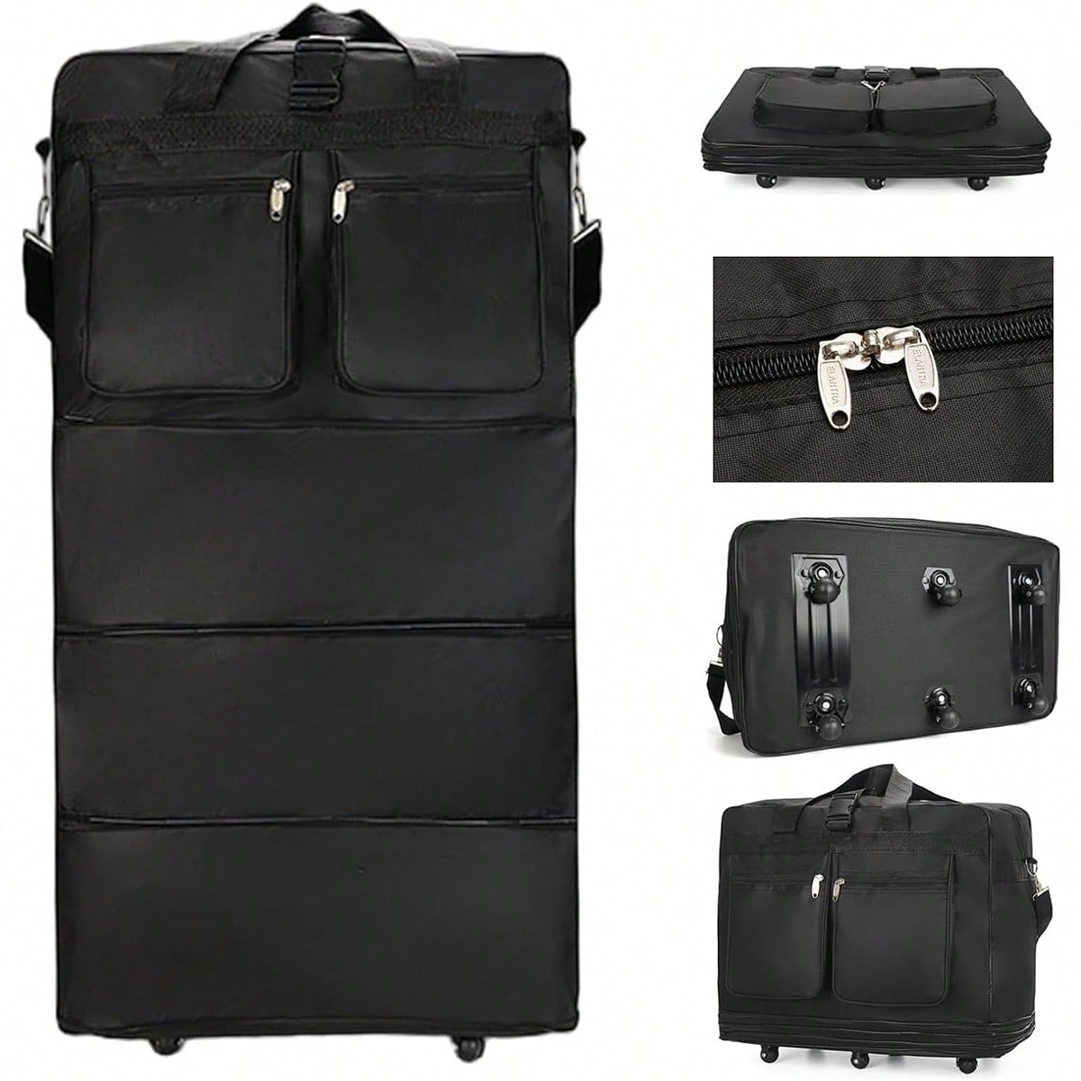Black Rolling Travel Duffel Ba - Foldable Rolling Luggage Bag 评论和价格