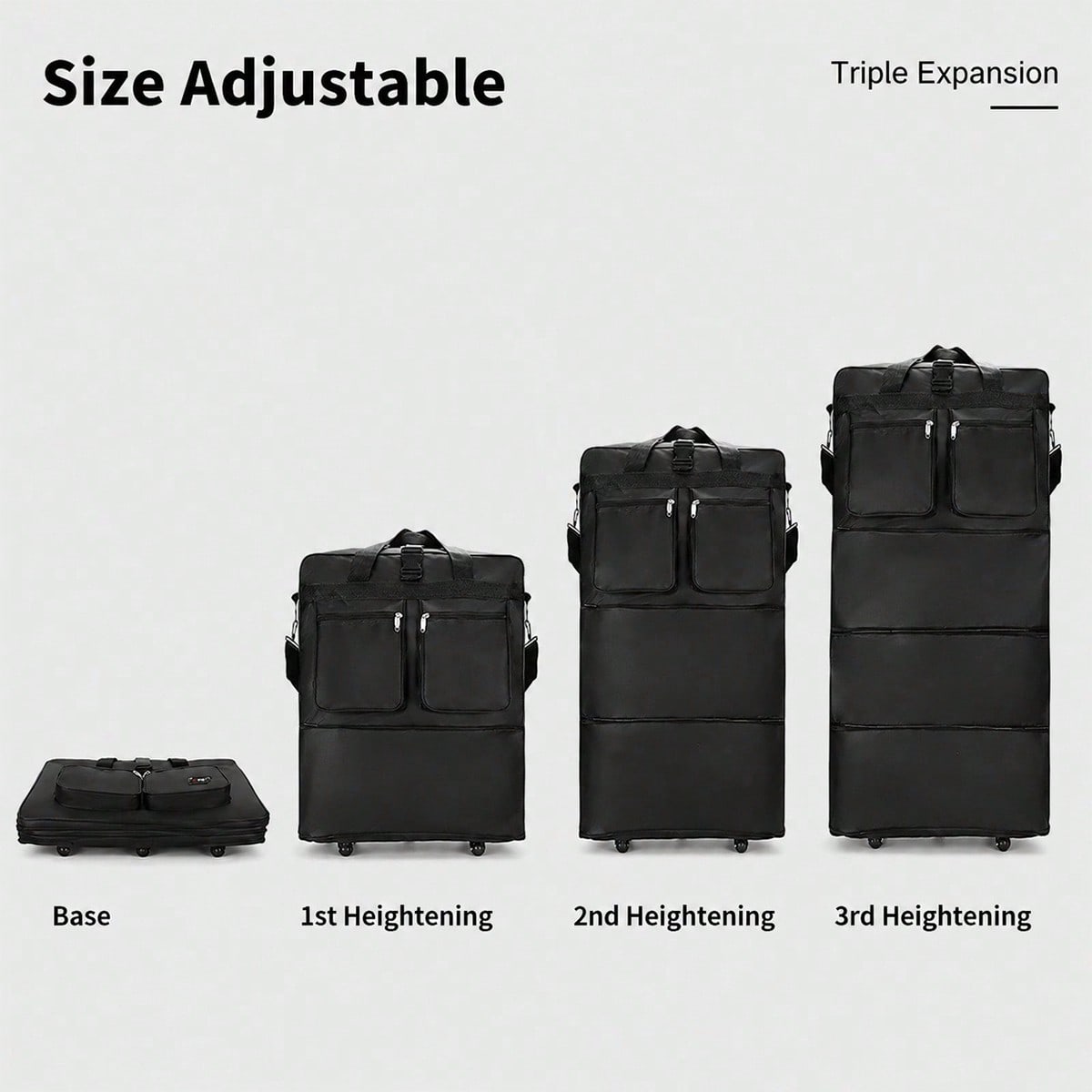 Black Rolling Travel Duffel Ba - Foldable Rolling Luggage Bag 评论和价格